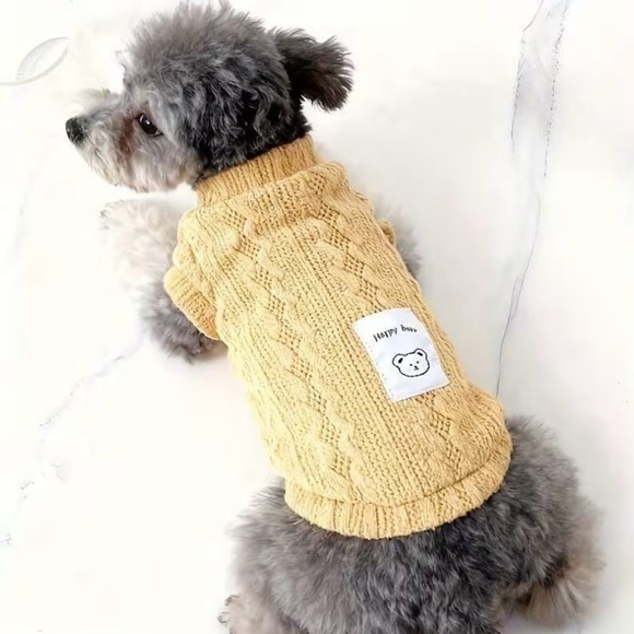 Happy Bear Other - COMFY KNIT PULLOVER PET SWEATER WITH TED TEXTURE IN YELLOW - BRAND NEW